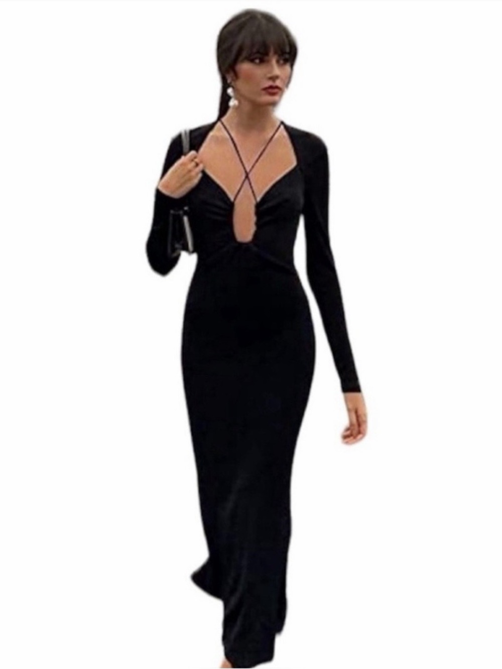 Jason Wu Black Long-Sleeve Cutout Maxi Dress